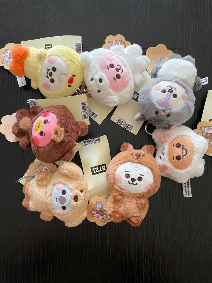 Bt21 BTS Baby Animals de pelúcia Chaveiro Pingente Boneco p/ Bolsa
