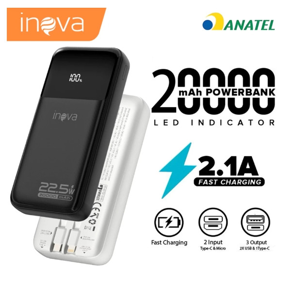 INOVA Power Bank Carregador Portátil para Celular BateriaTurbo