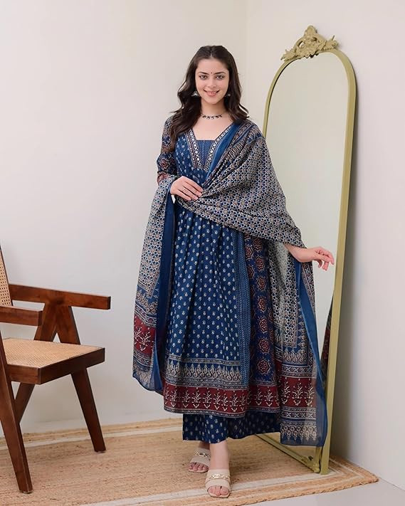 Indigo Motif Office Anarkali